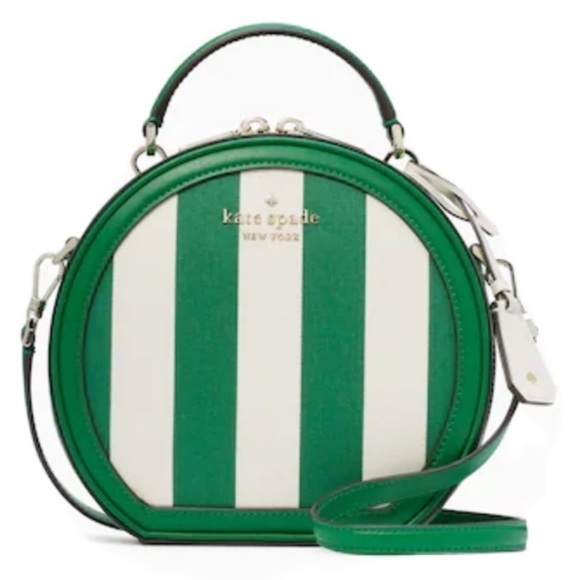 Kate Spade Traveler Canteen Crossbody Bag Green Even Stripe Jacquard K6119 KS141 - Picture 3 of 16